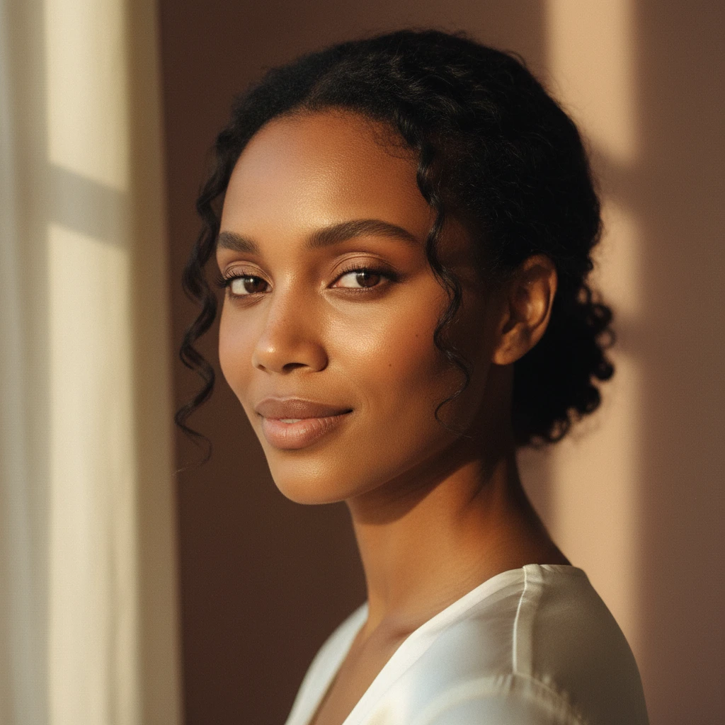 Woman in her twenties looking towards the camera.